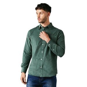 Maine Mens Corduroy Long-Sleeved Shirt / Green